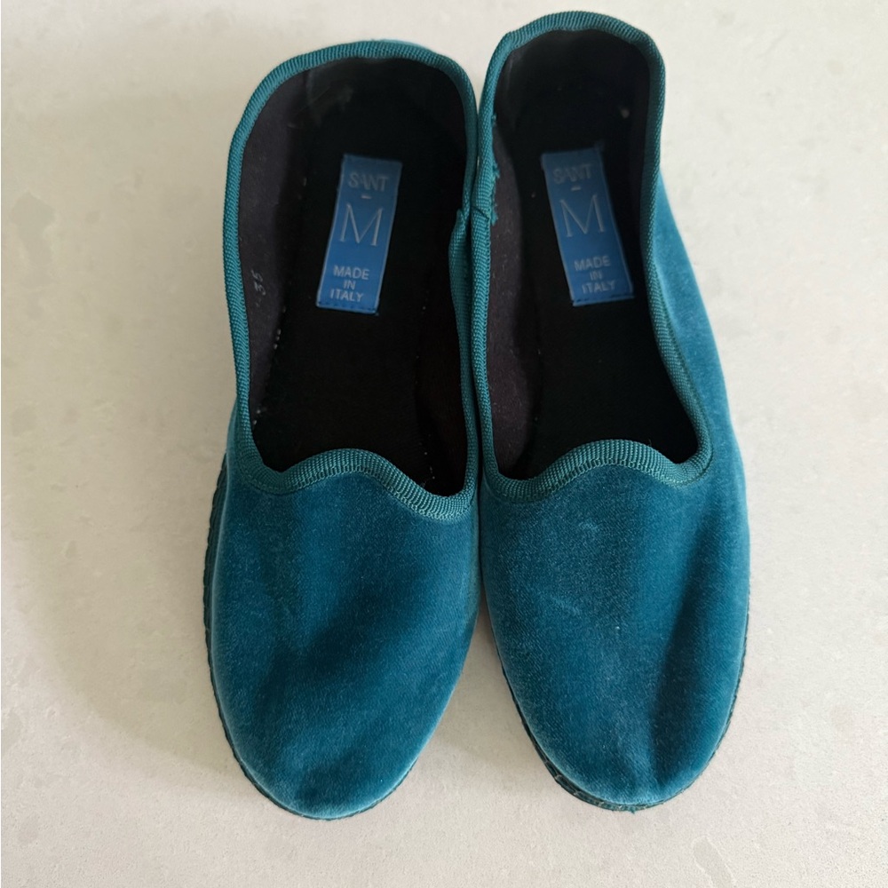 Elegant Teal Furlane Velvet Women's Shoes